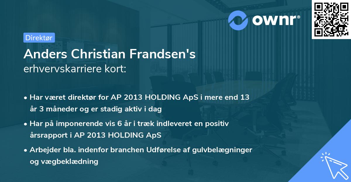 Anders Christian Frandsen's erhvervskarriere kort