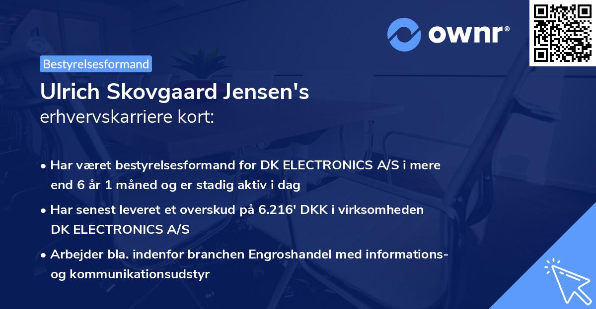Ulrich Skovgaard Jensen's erhvervskarriere kort