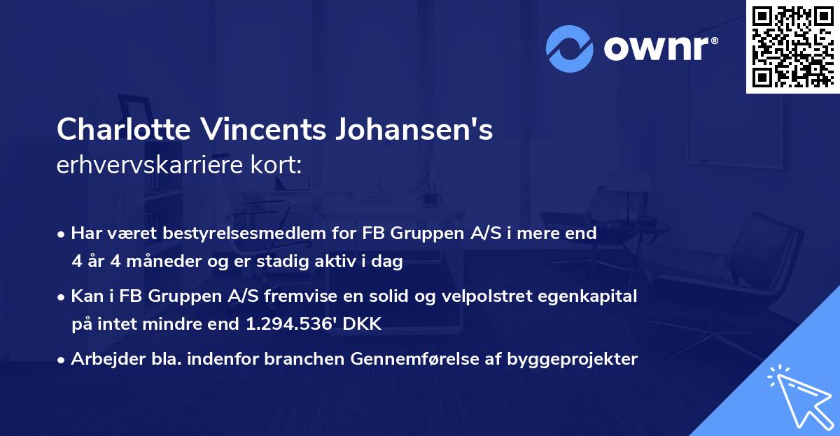 Charlotte Vincents Johansen's erhvervskarriere kort