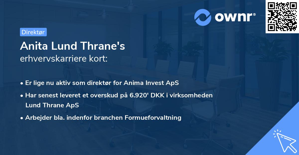 Anita Lund Thrane's erhvervskarriere kort
