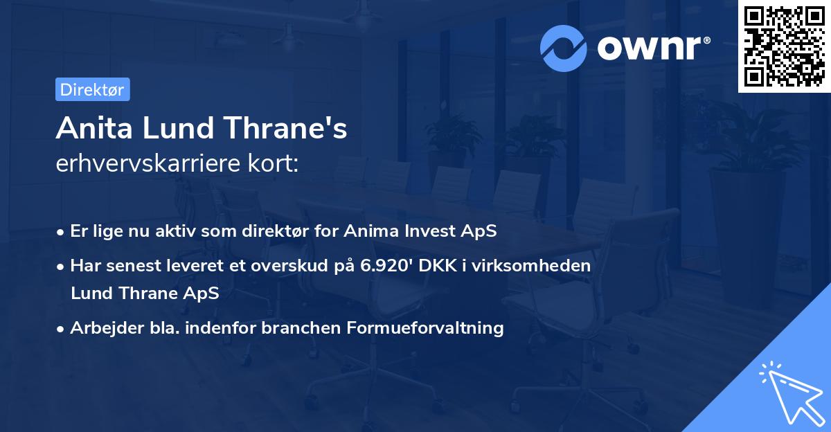 Anita Lund Thrane's erhvervskarriere kort