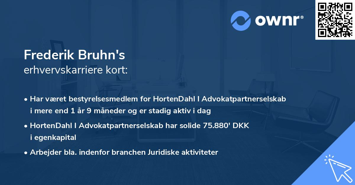 Frederik Bruhn's erhvervskarriere kort