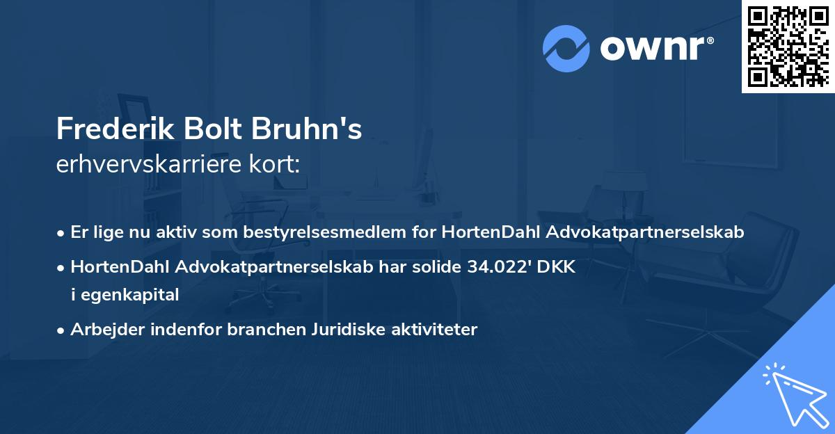 Frederik Bolt Bruhn's erhvervskarriere kort
