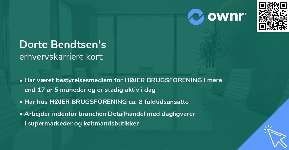 Dorte Bendtsen's erhvervskarriere kort