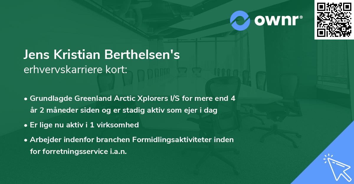 Jens Kristian Berthelsen's erhvervskarriere kort