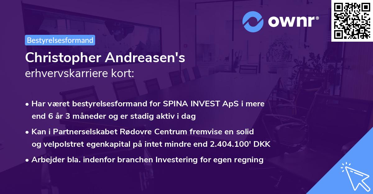 Christopher Andreasen's erhvervskarriere kort