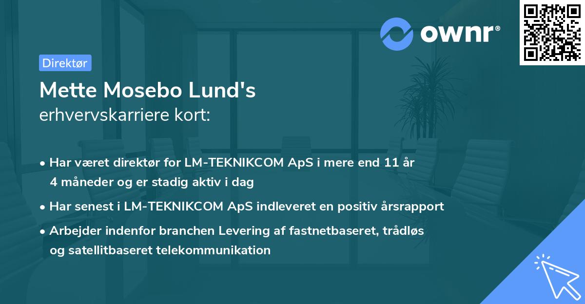 Mette Mosebo Lund's erhvervskarriere kort