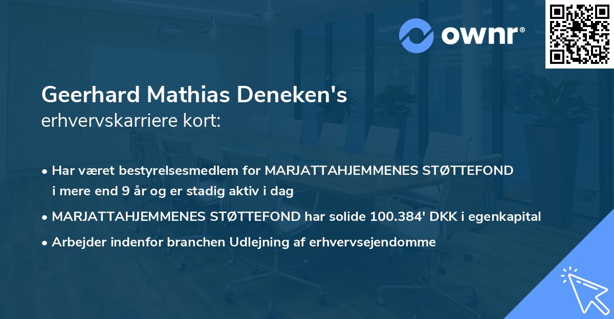 Geerhard Mathias Deneken's erhvervskarriere kort