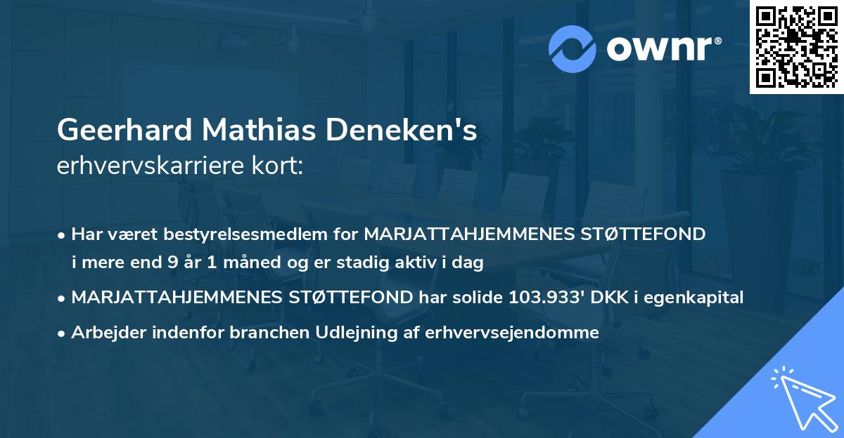 Geerhard Mathias Deneken's erhvervskarriere kort
