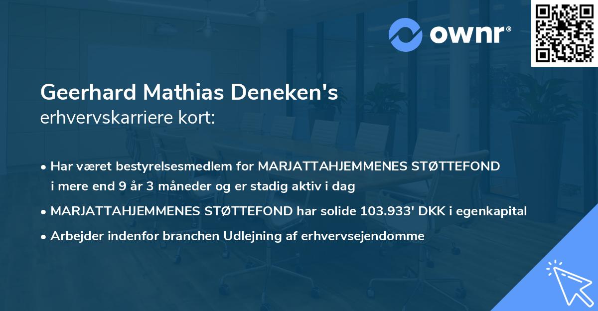 Geerhard Mathias Deneken's erhvervskarriere kort