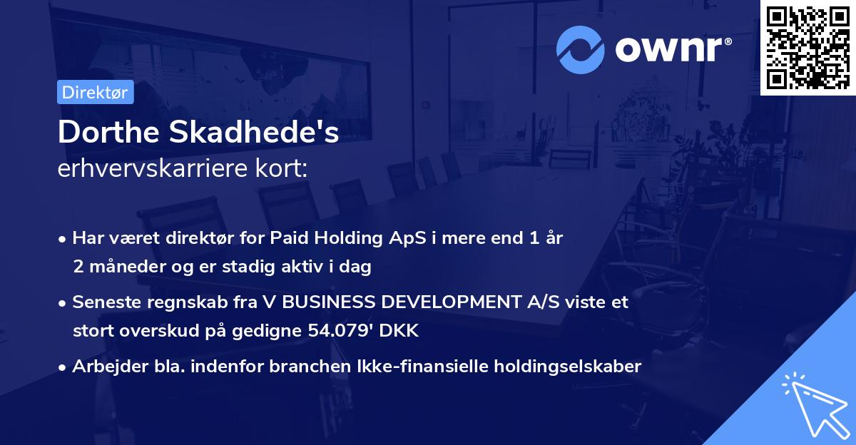 Dorthe Skadhede's erhvervskarriere kort