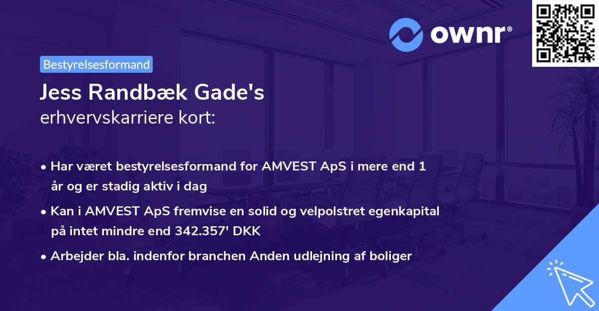 Jess Randbæk Gade's erhvervskarriere kort