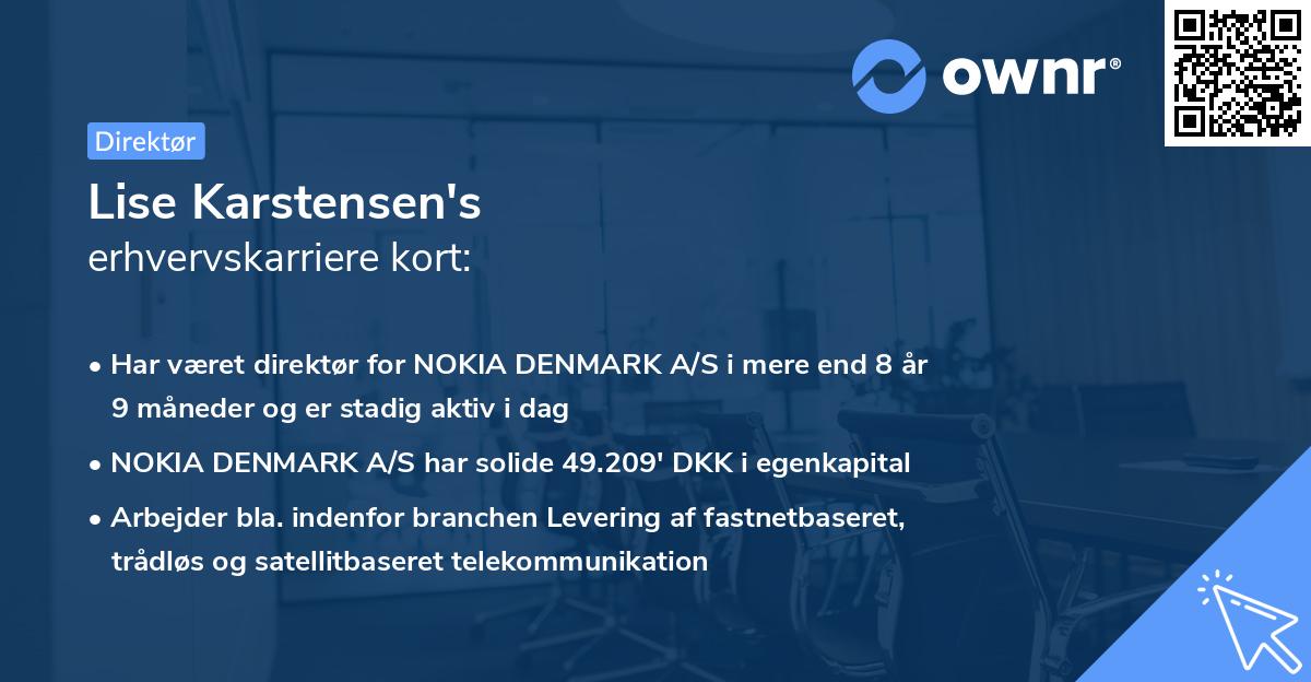 Lise Karstensen's erhvervskarriere kort