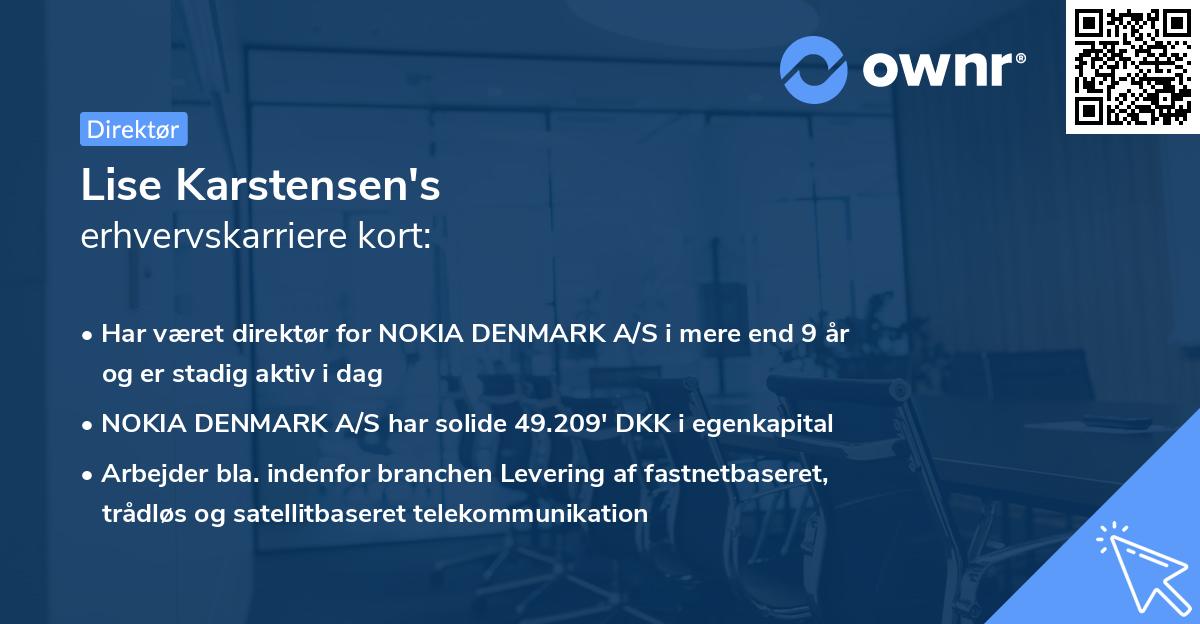 Lise Karstensen's erhvervskarriere kort