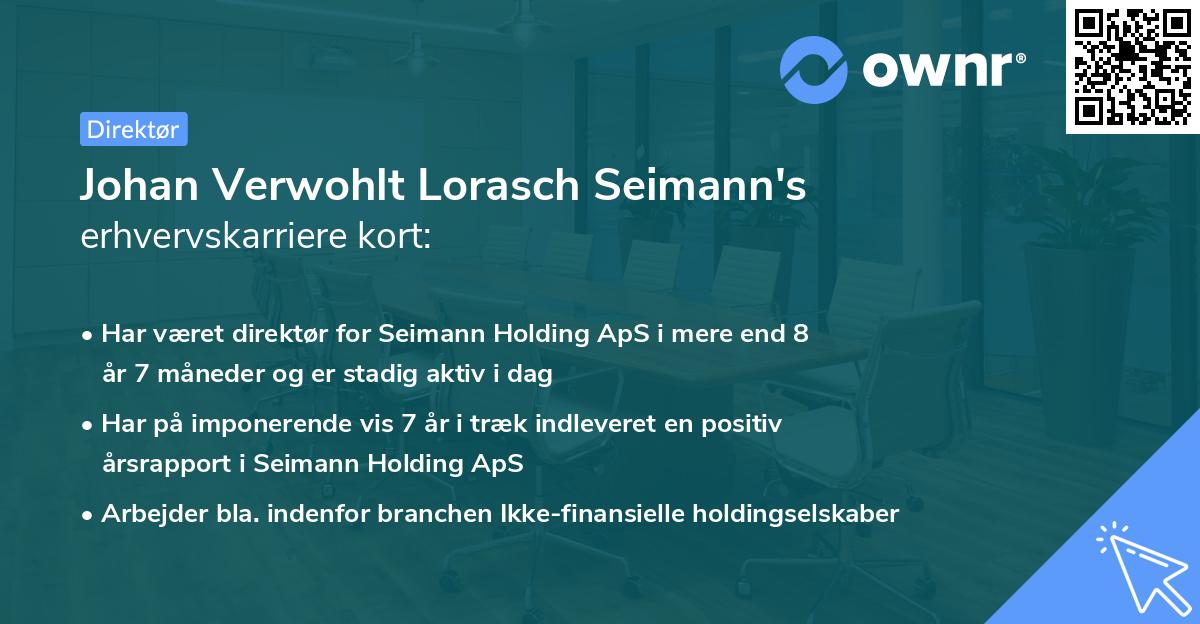 Johan Verwohlt Lorasch Seimann's erhvervskarriere kort