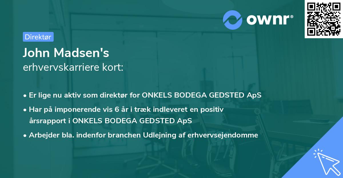 John Madsen's erhvervskarriere kort