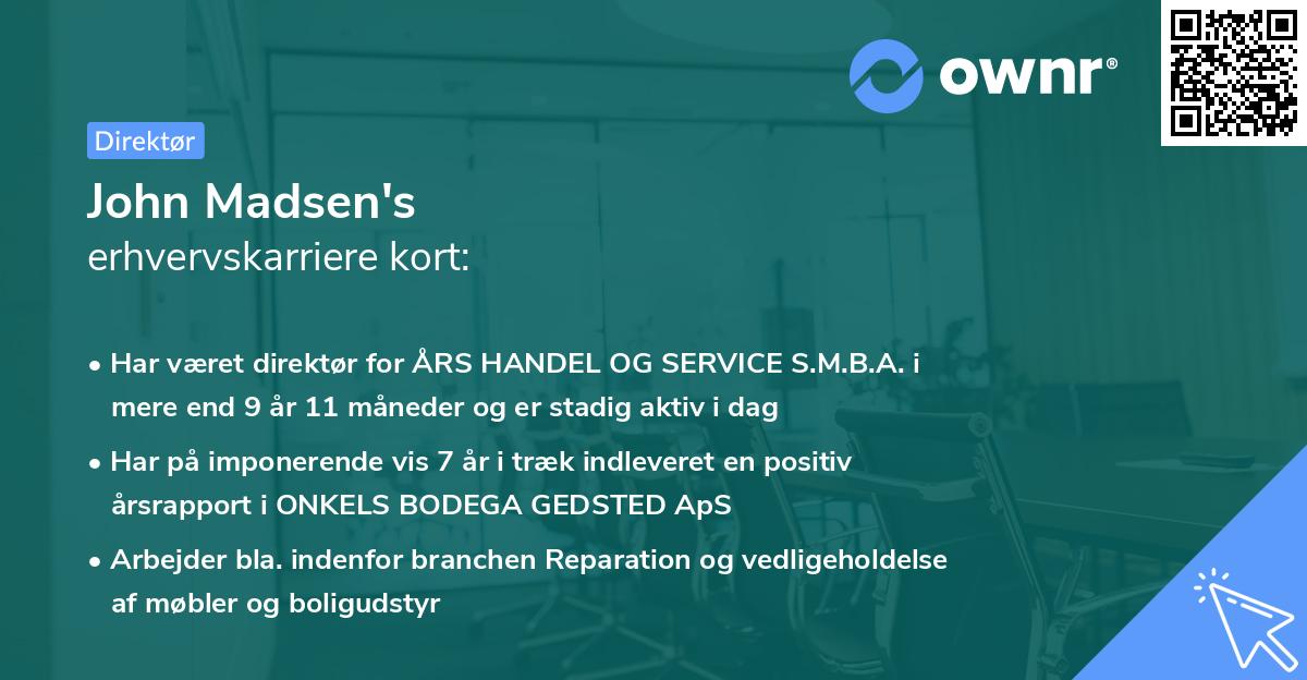 John Madsen's erhvervskarriere kort