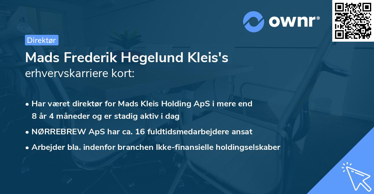 Mads Frederik Hegelund Kleis's erhvervskarriere kort