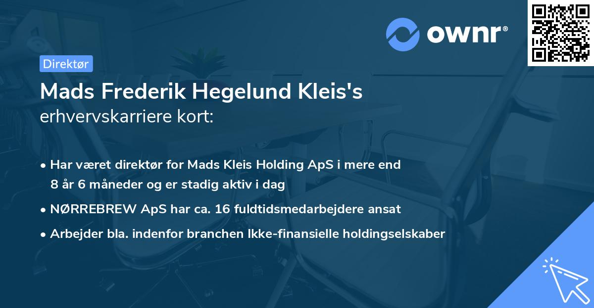 Mads Frederik Hegelund Kleis's erhvervskarriere kort
