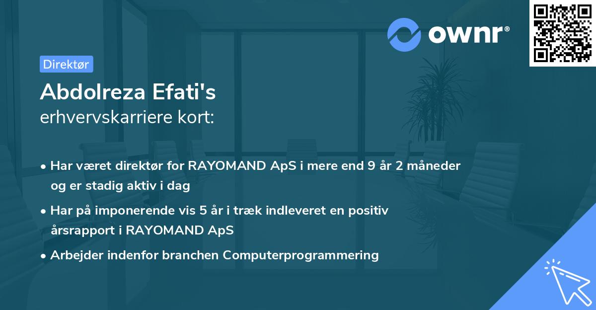 Abdolreza Efati's erhvervskarriere kort