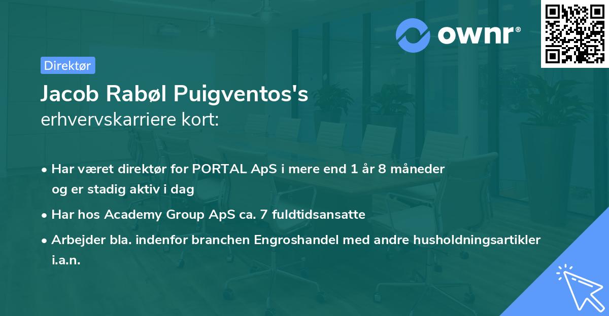 Jacob Rabøl Puigventos's erhvervskarriere kort