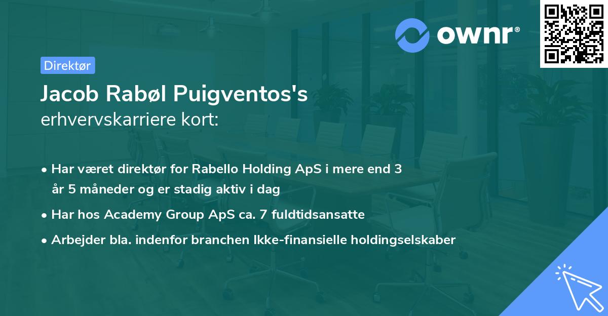 Jacob Rabøl Puigventos's erhvervskarriere kort