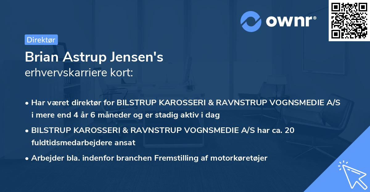Brian Astrup Jensen's erhvervskarriere kort