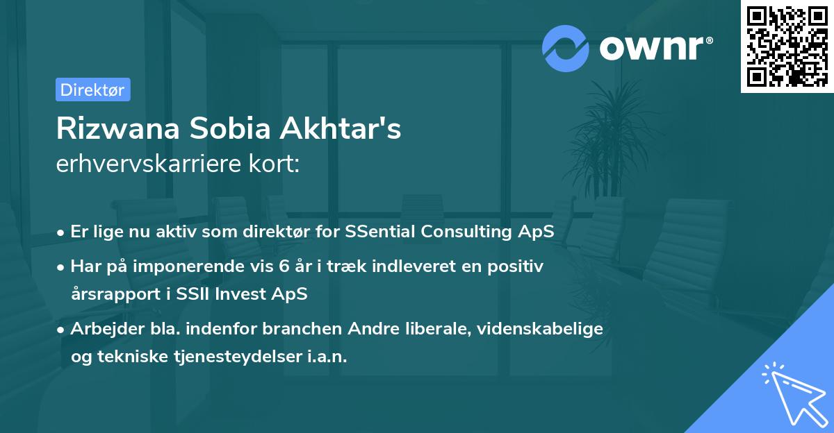 Rizwana Sobia Akhtar's erhvervskarriere kort