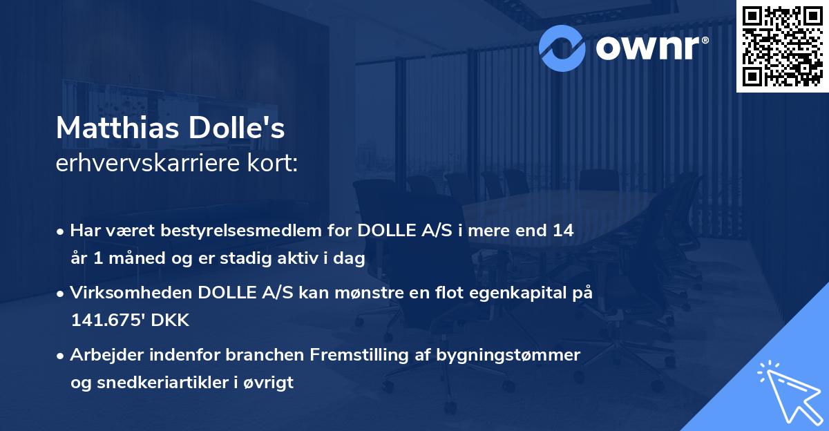 Matthias Dolle's erhvervskarriere kort