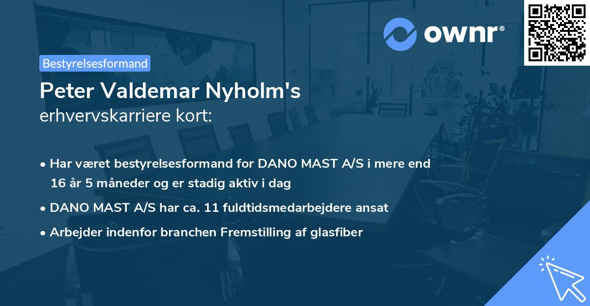 Peter Valdemar Nyholm's erhvervskarriere kort