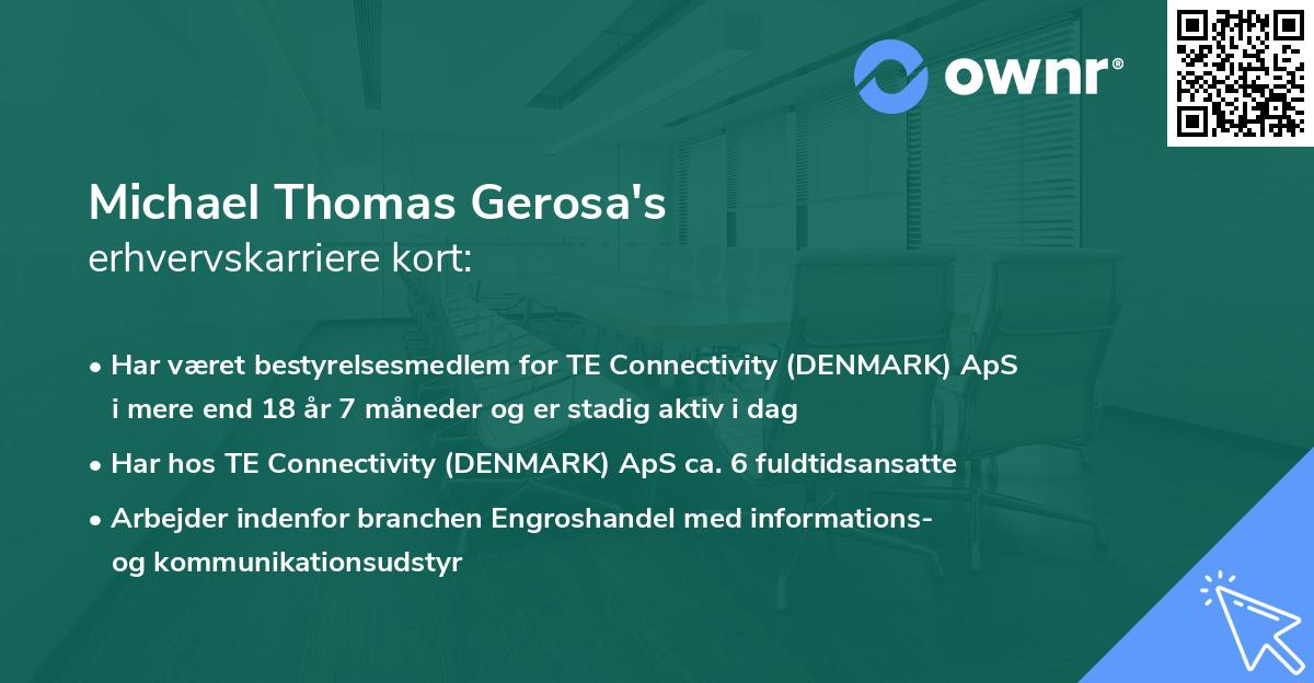 Michael Thomas Gerosa's erhvervskarriere kort