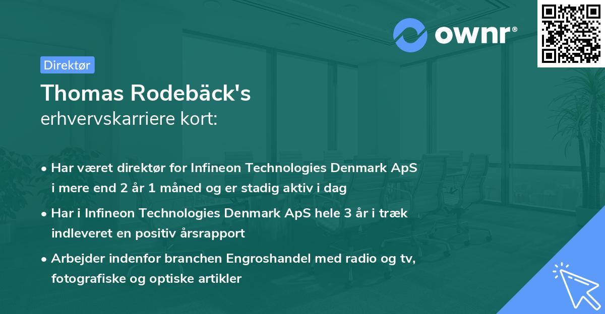 Thomas Rodebäck's erhvervskarriere kort