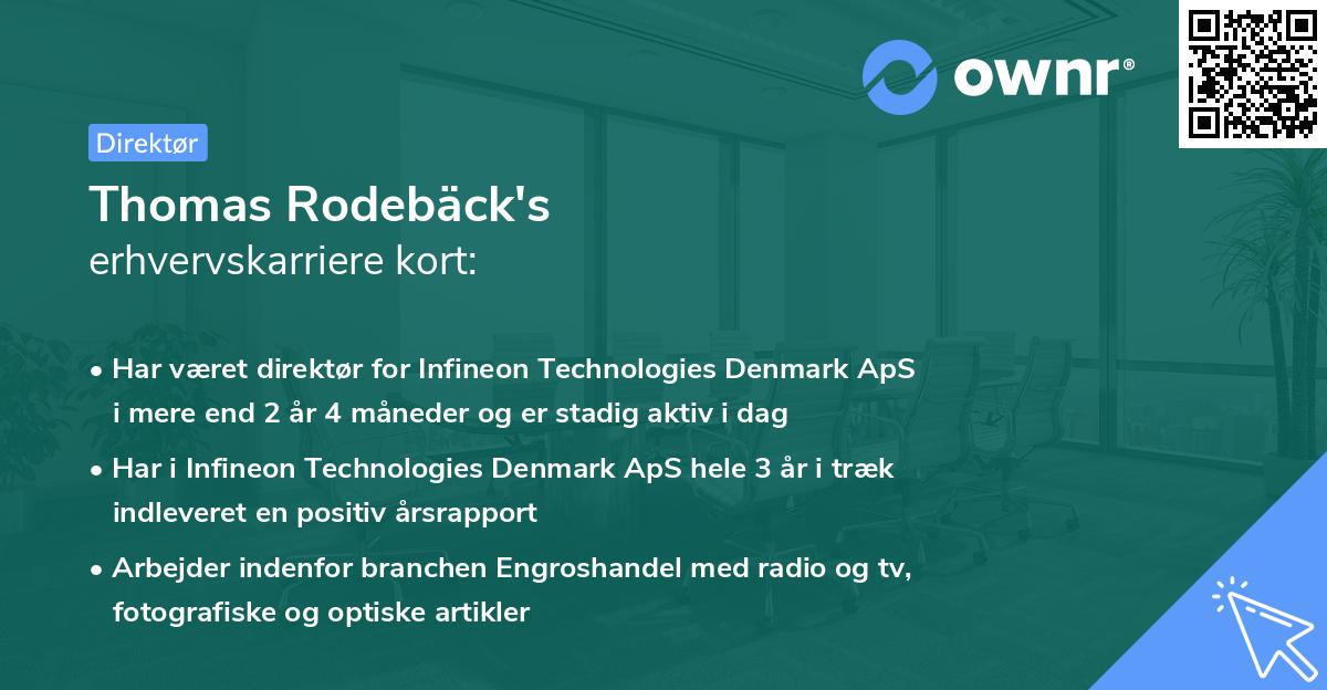 Thomas Rodebäck's erhvervskarriere kort