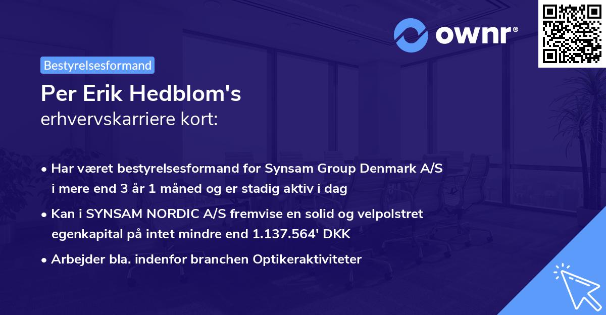 Per Erik Hedblom's erhvervskarriere kort
