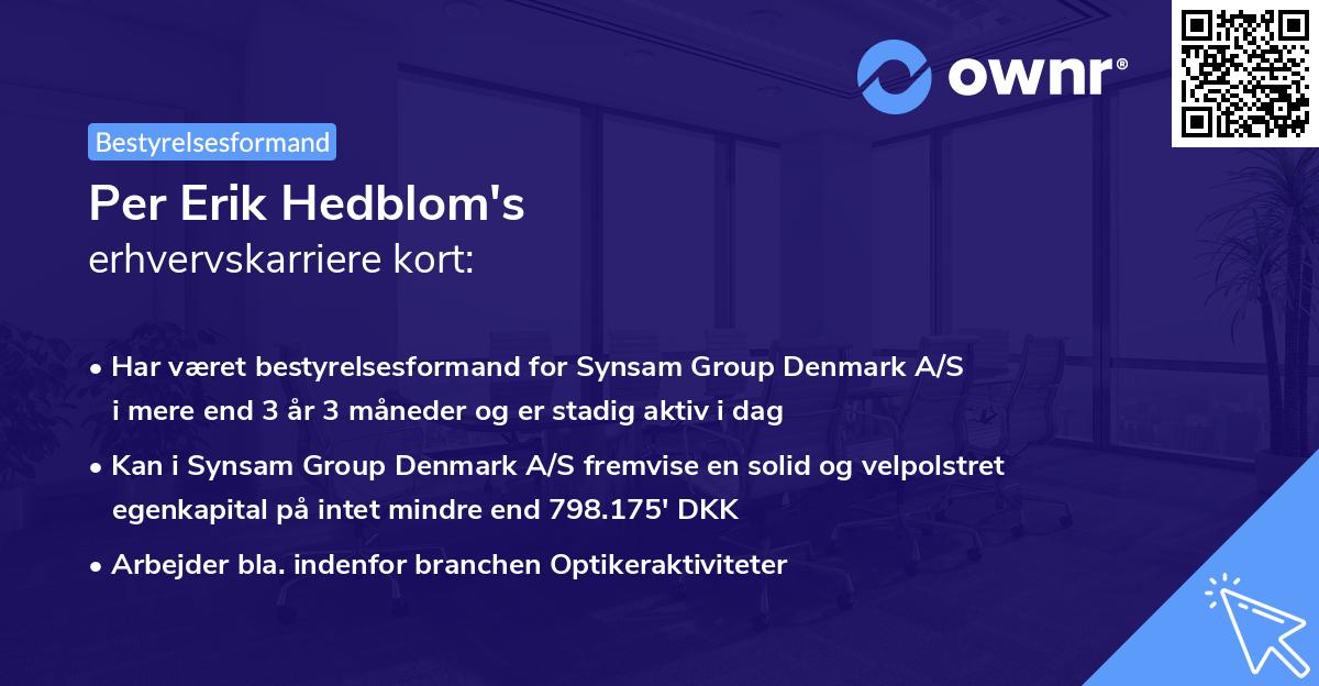 Per Erik Hedblom's erhvervskarriere kort
