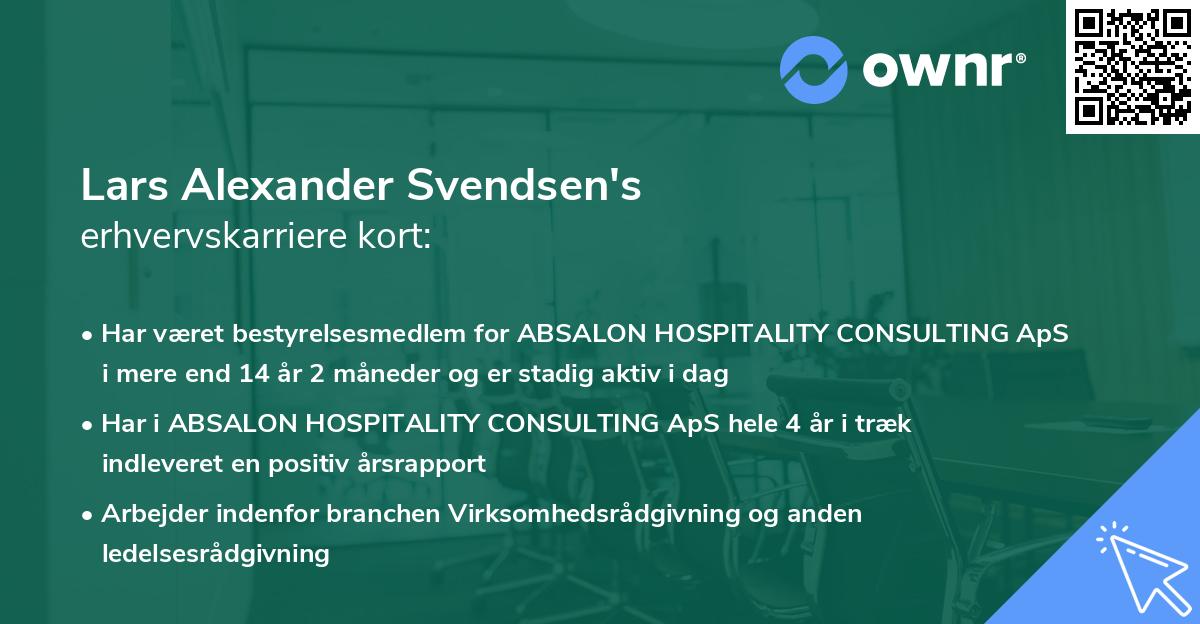 Lars Alexander Svendsen's erhvervskarriere kort