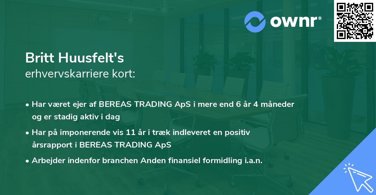 Britt Huusfelt's erhvervskarriere kort