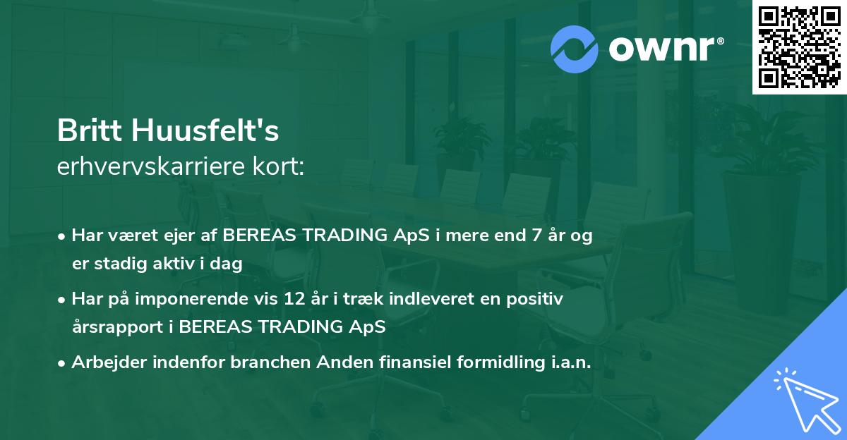 Britt Huusfelt's erhvervskarriere kort
