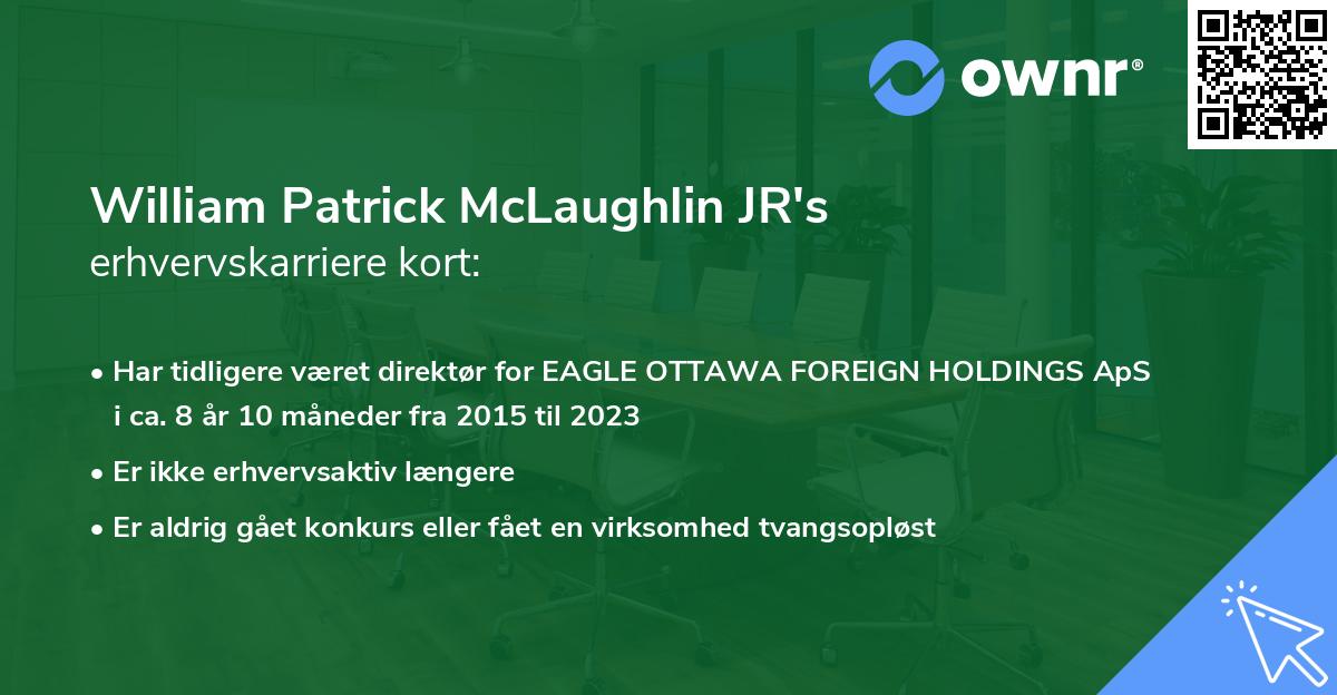 William Patrick McLaughlin JR's erhvervskarriere kort