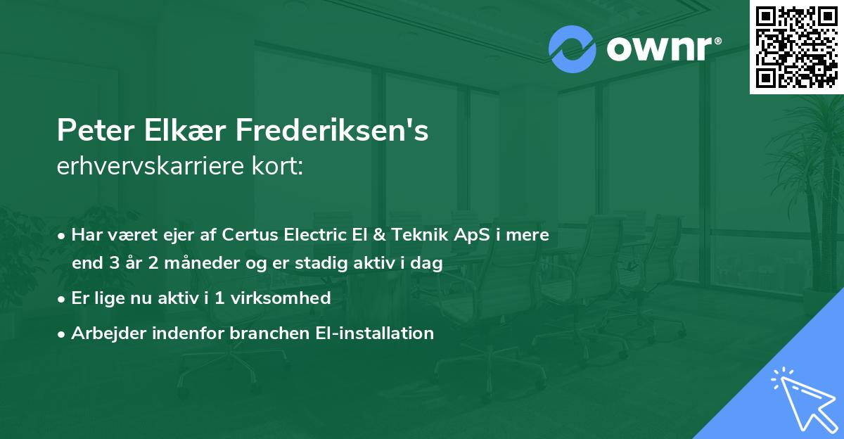 Peter Elkær Frederiksen's erhvervskarriere kort