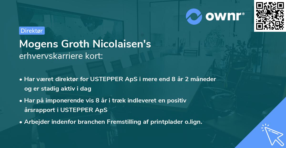 Mogens Groth Nicolaisen's erhvervskarriere kort