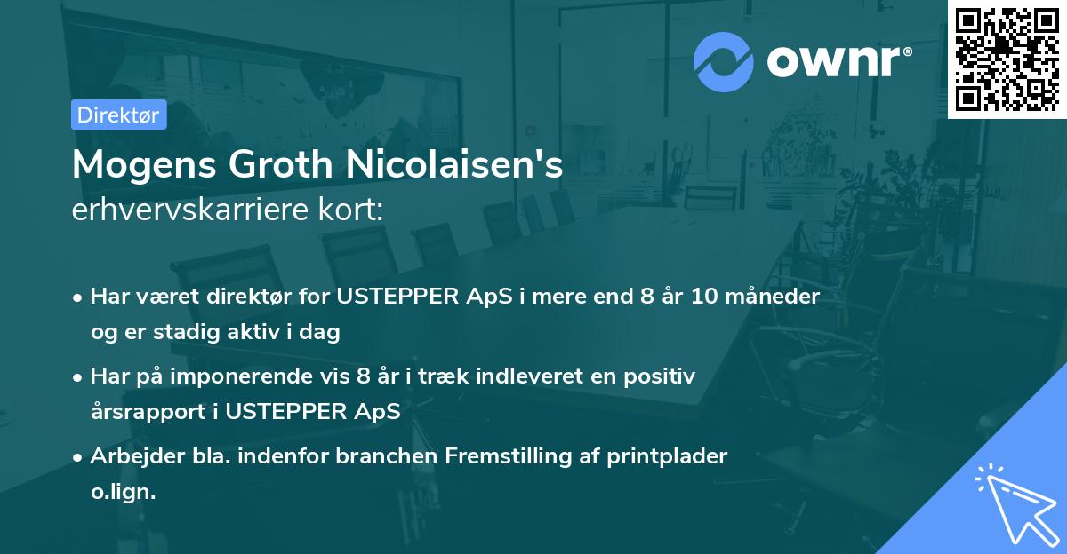 Mogens Groth Nicolaisen's erhvervskarriere kort