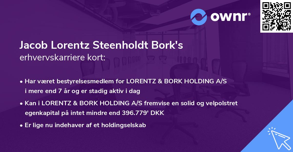 Jacob Lorentz Steenholdt Bork's erhvervskarriere kort