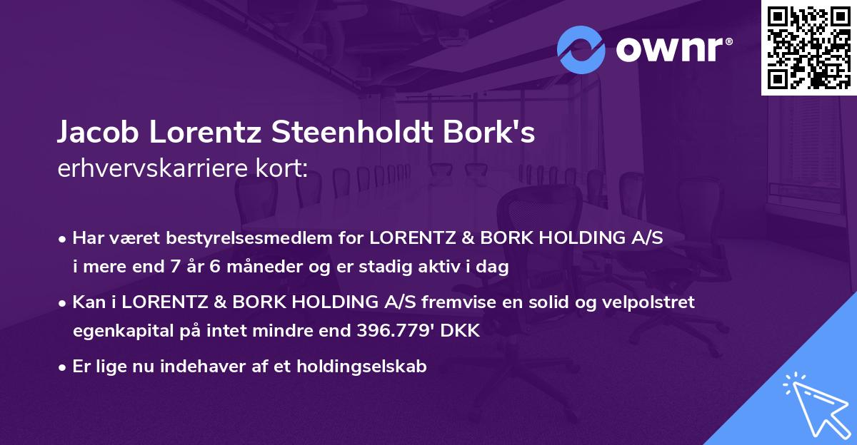 Jacob Lorentz Steenholdt Bork's erhvervskarriere kort