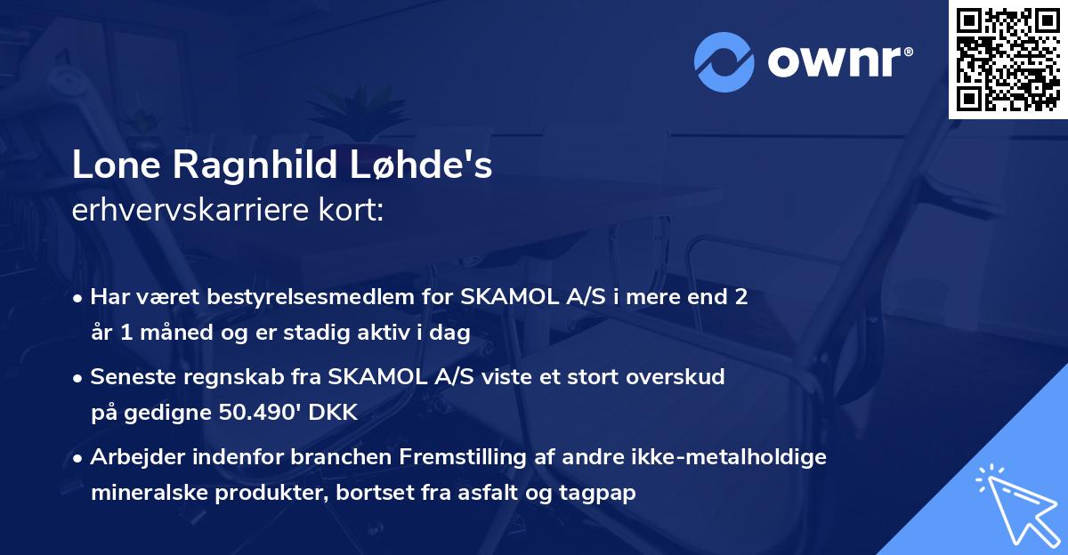 Lone Ragnhild Løhde's erhvervskarriere kort