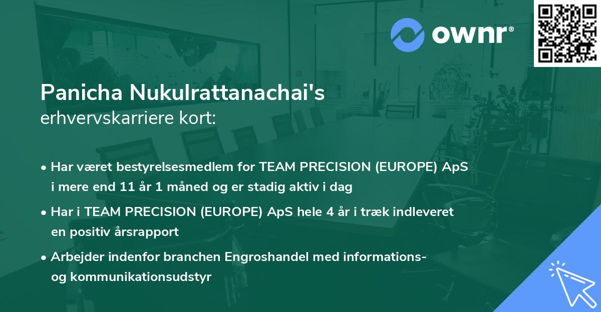 Panicha Nukulrattanachai's erhvervskarriere kort