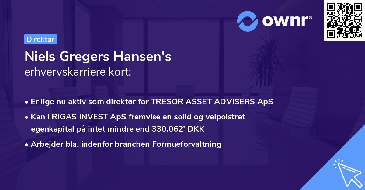 Niels Gregers Hansen's erhvervskarriere kort