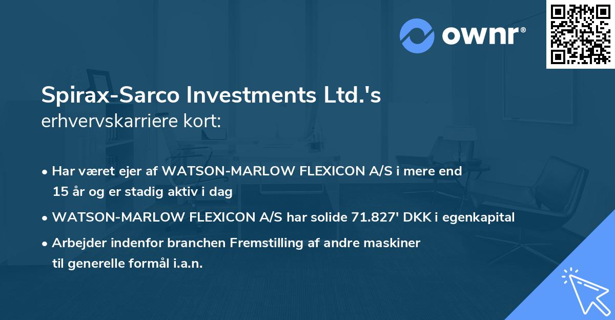 Spirax-Sarco Investments Ltd.'s erhvervskarriere kort