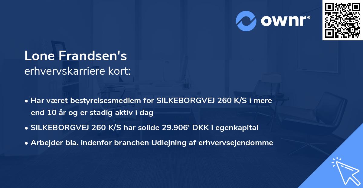 Lone Frandsen's erhvervskarriere kort