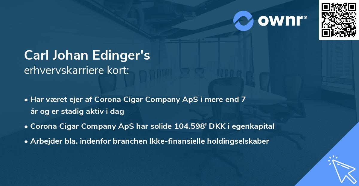 Carl Johan Edinger's erhvervskarriere kort